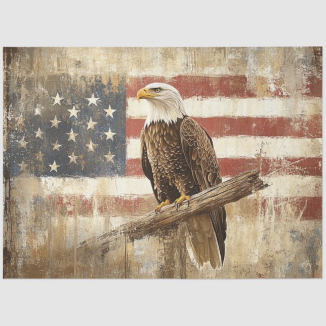 Papel De Seda Decoupage Eagle Flag Soaring In Spirit 4th July (Anverso)