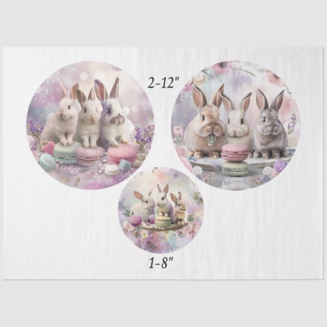 Papel De Seda Decoupage Easter Bunnies Macaroon 12" Rounds  (Anverso)