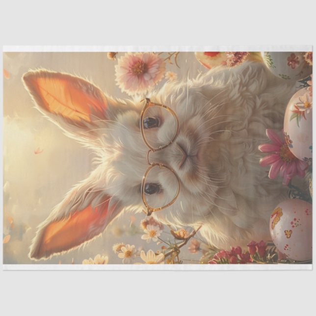 Papel De Seda Decoupage Easter Bunny Grandes Gafas Redondas (Anverso)