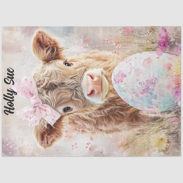 Papel De Seda Decoupage Easter Highland Calf Holly Sue Personali (Anverso)