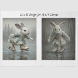 Papel De Seda Decoupage Easter Skating Rabbit Duo 11x14 Canvas 