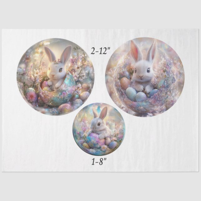 Papel De Seda Decoupage Easter Spring 12" & 8" Rounds  (Anverso)