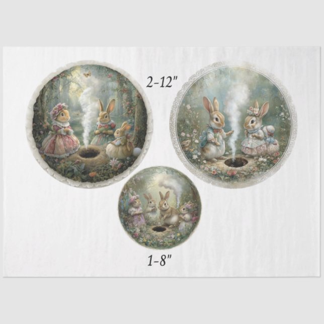 Papel De Seda Decoupage Easter Storybook Forest 12" & 8" Circles (Anverso)