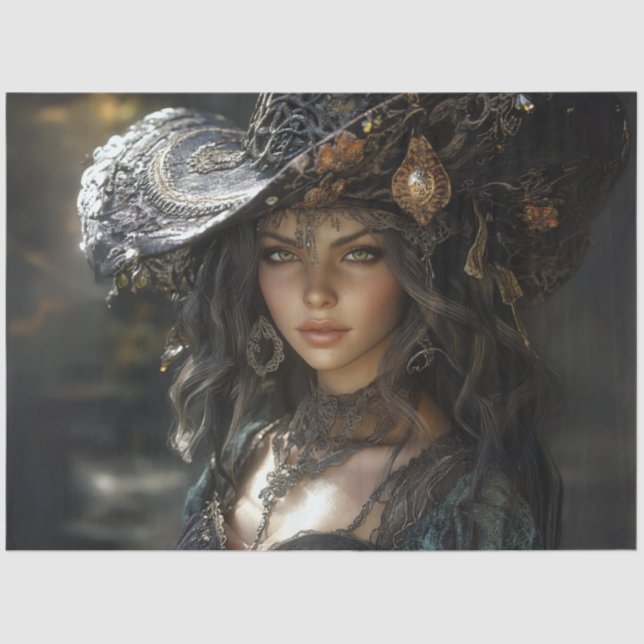 Papel De Seda Decoupage Elegancia Gótica Lady Seraphina (Anverso)