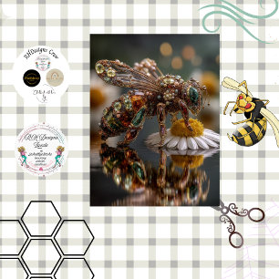 Papel De Seda Decoupage Elegante Abeja Piedras Preciosas Perlas