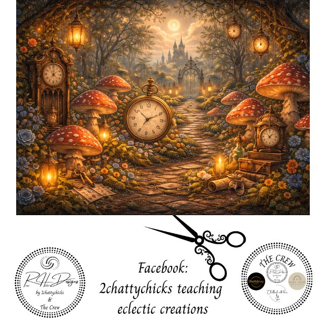 Papel De Seda Decoupage Enchanted Mushroom Clock Garden (Subido por el creador)