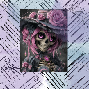 Papel De Seda Decoupage Esqueleto Gótico Victoriano
