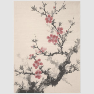 Papel De Seda Decoupage Estilo Tinta Flor de Cerezo