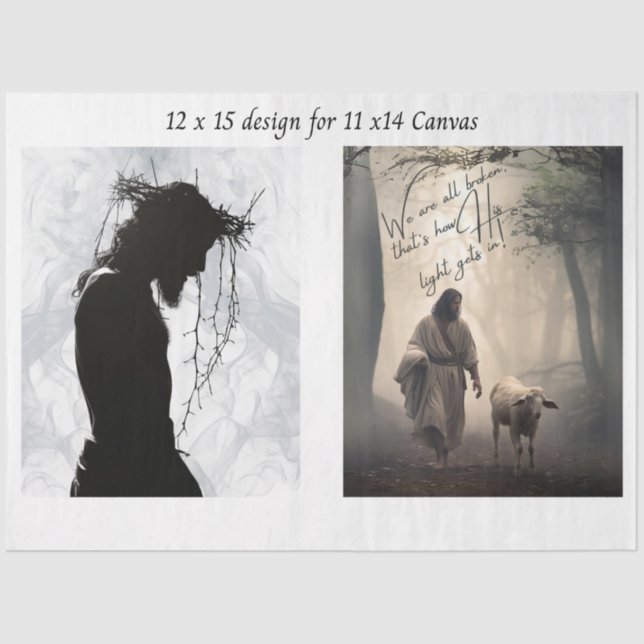 Papel De Seda Decoupage Faith Based Jesus 11x14 Canvas (Anverso)