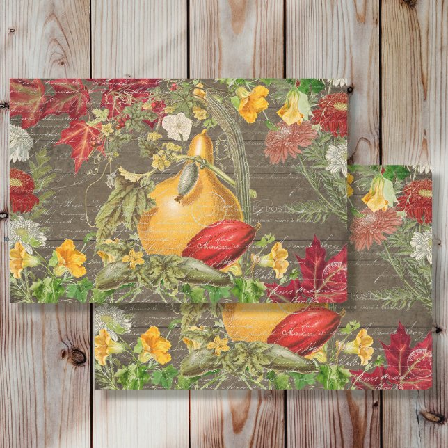 Papel De Seda Decoupage Fall Gourds Calabaza Rustica Madera Oscu (Subido por el creador)