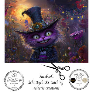 Papel De Seda Decoupage Fantasía Caprichosa Gato Púrpura con Som