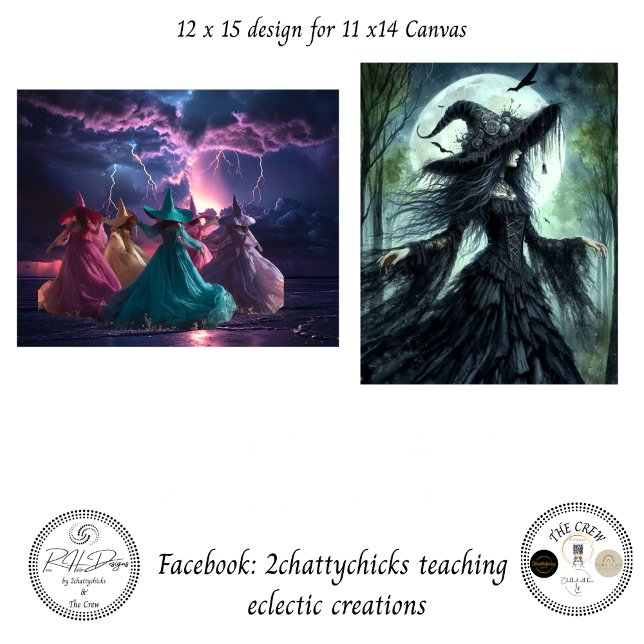 Papel De Seda Decoupage Fantasy Dancing Witches 11x14 Canvas (Subido por el creador)