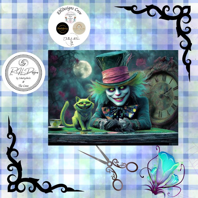 Papel De Seda Decoupage Fantasy Tea Party Alice Wonderland Cat (Subido por el creador)