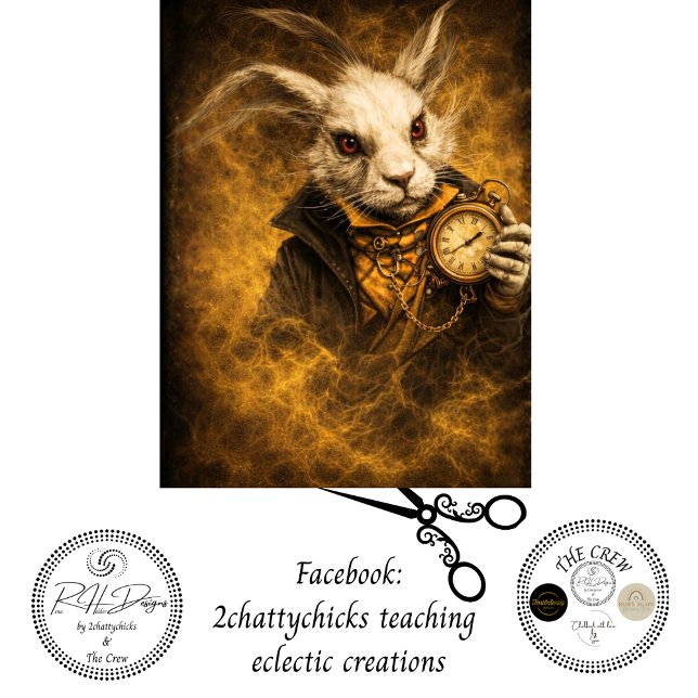 Papel De Seda Decoupage Fantasy White Rabbit Timekeeper Art (Subido por el creador)