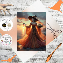 Papel De Seda Decoupage Fantasy Witch Fiery Gown & Orb