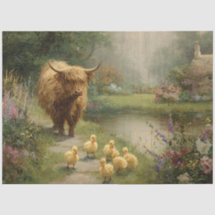 Papel De Seda Decoupage Farm Scene Highland & Ducklings Pond