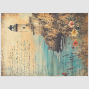 Papel De Seda Decoupage Faro Costero Poema Escena Náutica