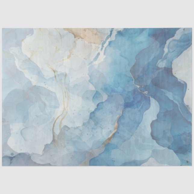 Papel De Seda Decoupage Faux Celestial Artistic Background Blues (Anverso)