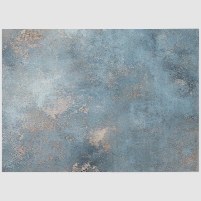 Papel De Seda Decoupage Faux Finish Blue Mist Patina (Anverso)
