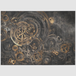 Papel De Seda Decoupage Faux Finish Stencie Gears Bronze Metaliz