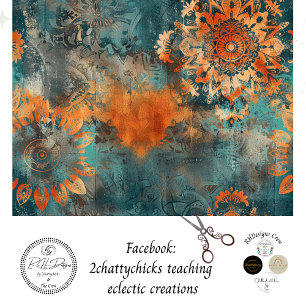 Papel De Seda Decoupage Faux Mixed Media Patina Quemada Naranja