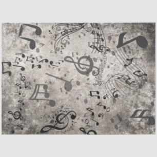 Papel De Seda Decoupage Faux Music Background Notas textualizada