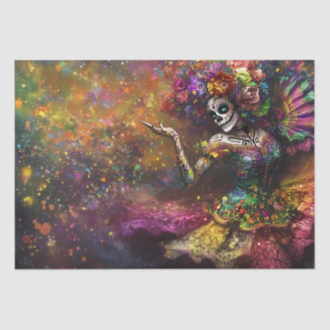 Papel De Seda Decoupage Festial Dia de los Muertos Dancer (Anverso)