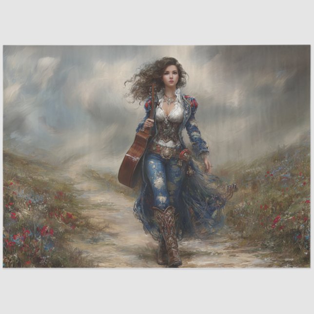 Papel De Seda Decoupage Fields of Melody Country Singer  (Anverso)