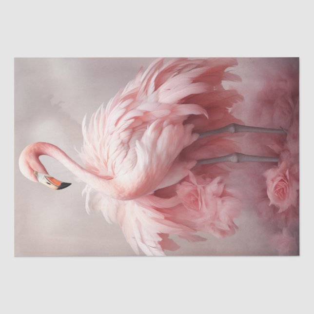 Papel De Seda Decoupage Flamingo Rosa Esplendor Estelar  (Anverso)
