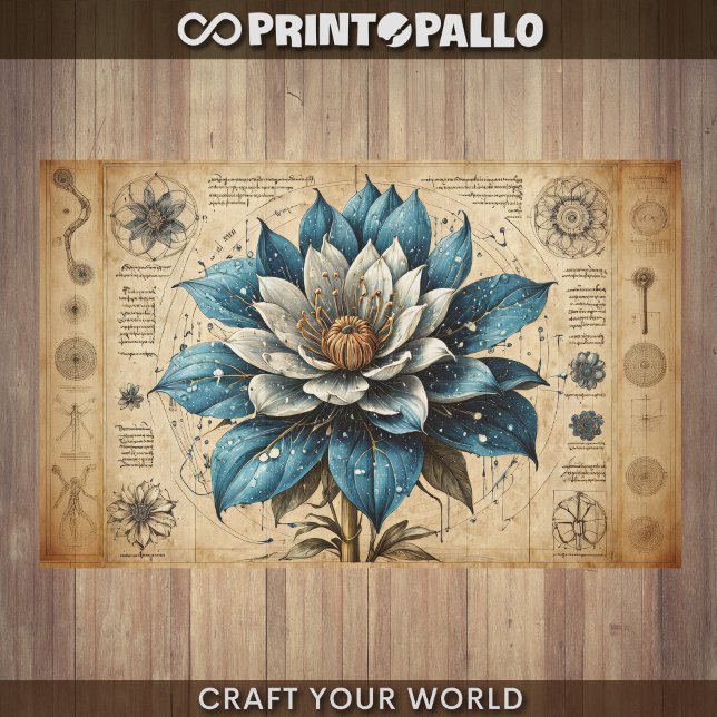 Papel De Seda Decoupage - Flor azul en pergamino -  (Subido por el creador)