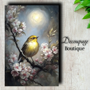 Papel De Seda Decoupage Flor de Cerezo Luna Reinita Amarilla