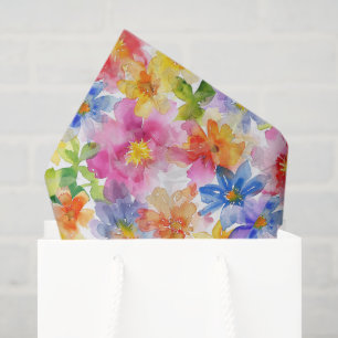 Papel De Seda Decoupage Floral Arcoíris