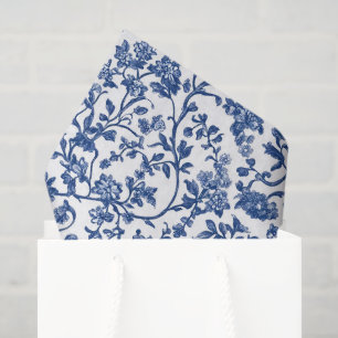Papel De Seda Decoupage Floral Azul Chinoiserie