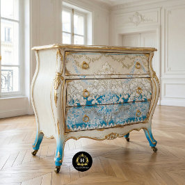 Papel De Seda Decoupage Floral Azul y Blanco Victoriano Antiguo