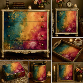 Papel De Seda Decoupage Floral Damask Abstracto Tonos de Joyas