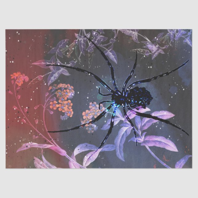 Papel De Seda Decoupage floral de araña gótica (Anverso)