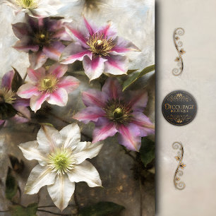 Papel De Seda Decoupage Floral de Clemátide Vintage