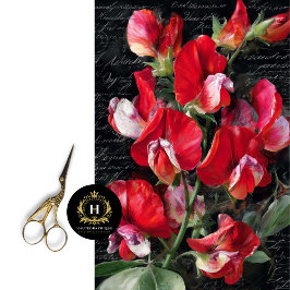 Papel De Seda Decoupage Floral de Guisante Dulce Rojo