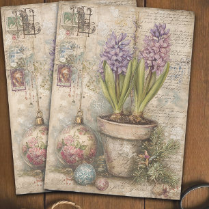 Papel De Seda Decoupage Floral de Jacinto Lila Vintage para Navi