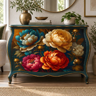 Papel De Seda Decoupage Floral de Peonía en Tono de Joyas Intens