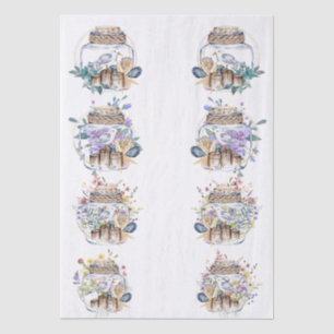 Papel De Seda Decoupage Floral de Playa con Acuarela Caprichosa