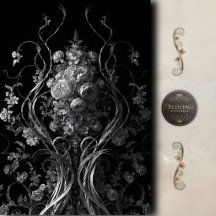 Decoupage Floral Gótico de Plata Negra
