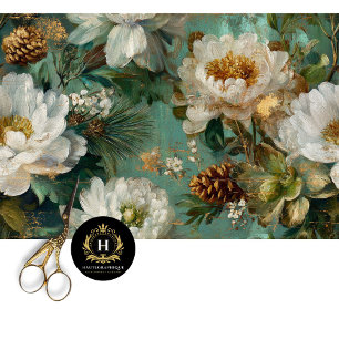 Papel De Seda Decoupage Floral Invernal Sin Costuras