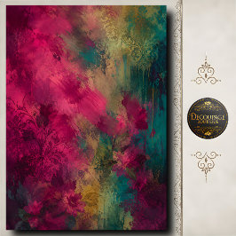 Papel De Seda Decoupage Floral Magenta Tono de Joyería Abstracto