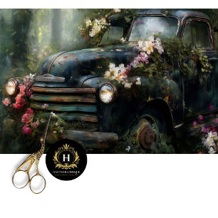Papel De Seda Decoupage Floral Nocturno Rústico para Camionetas