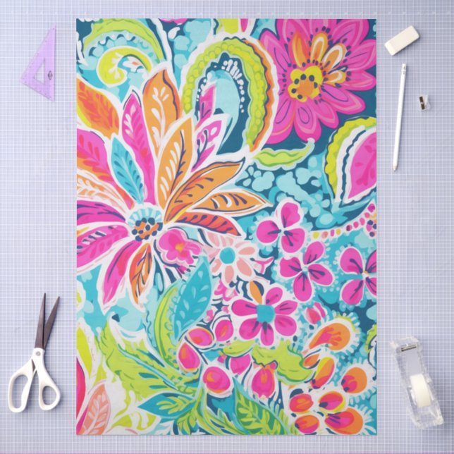 Papel De Seda Decoupage Floral Paisley Rosa (Artesanía)