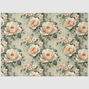 Papel De Seda Decoupage Floral Patrón Rosa Melocotón Vintage