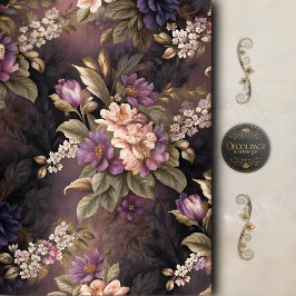 Papel De Seda Decoupage Floral Púrpura Romántico