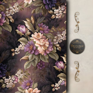 Papel De Seda Decoupage Floral Púrpura Romántico