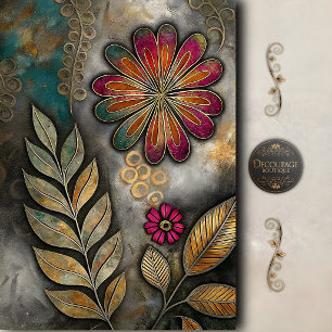 Papel De Seda Decoupage Floral Retro Boho